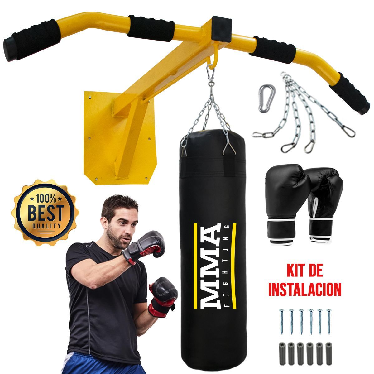 HOLGU - Barra Rack Multifuncional Saco Box  Guantes  Cadena