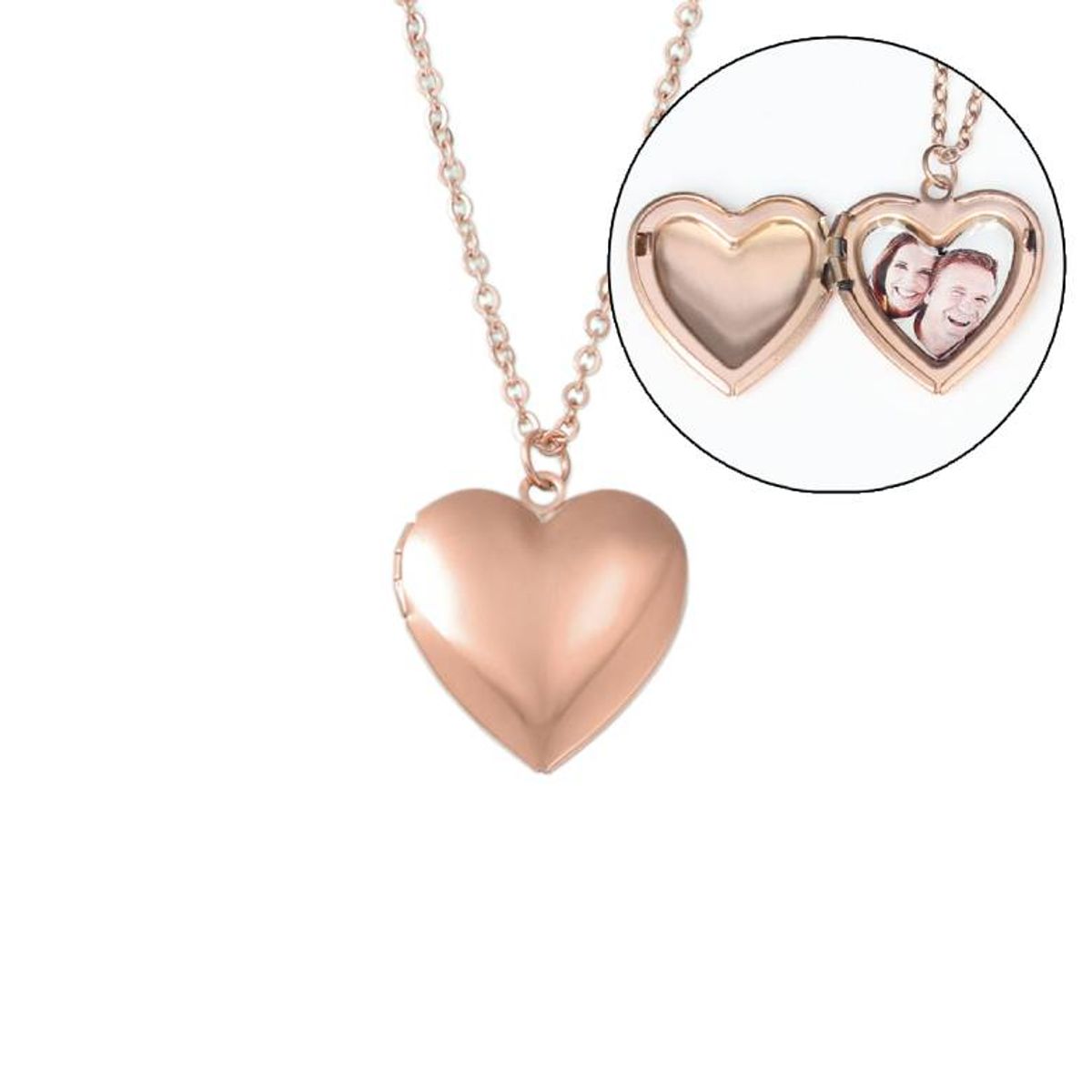 GENERICO - Collar Relicario Corazón Oro Rosa