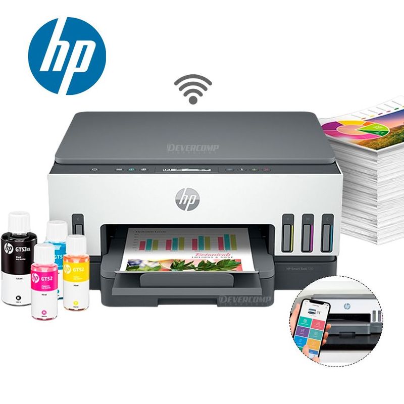 HP - Impresora HP Smart Tank 720 Multifuncional Duplex Wifi