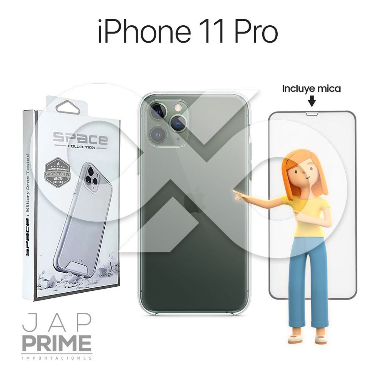 GENERICO - Case Space transparente con mica para Iphone 11 pro PREMIUM