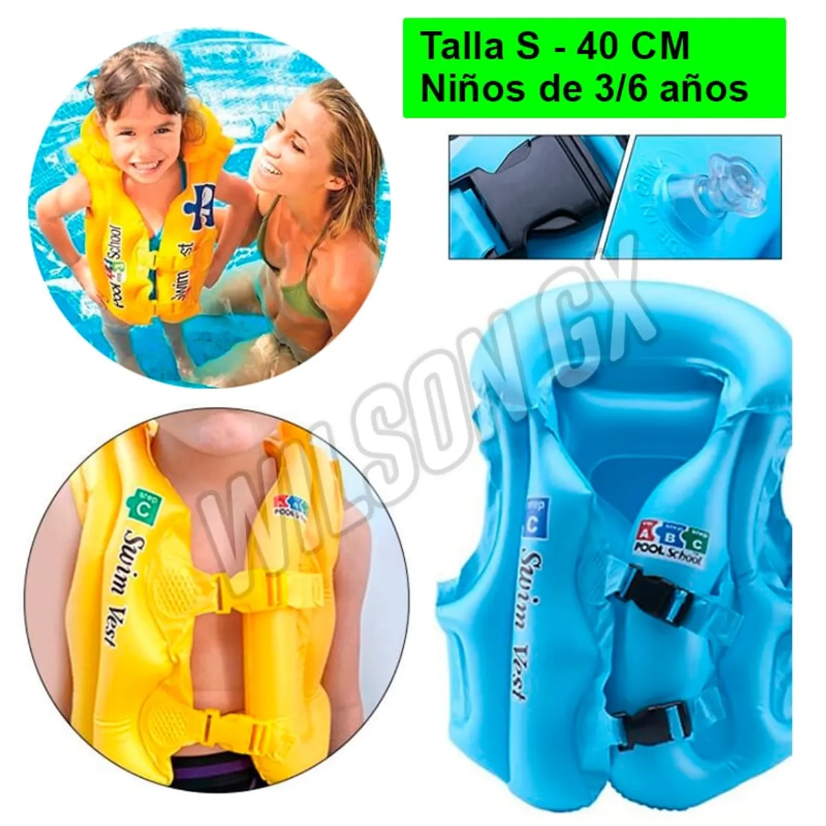 GENERICO - Chaleco Salvavidas para Niños Regulable Niño Inflable Flotador