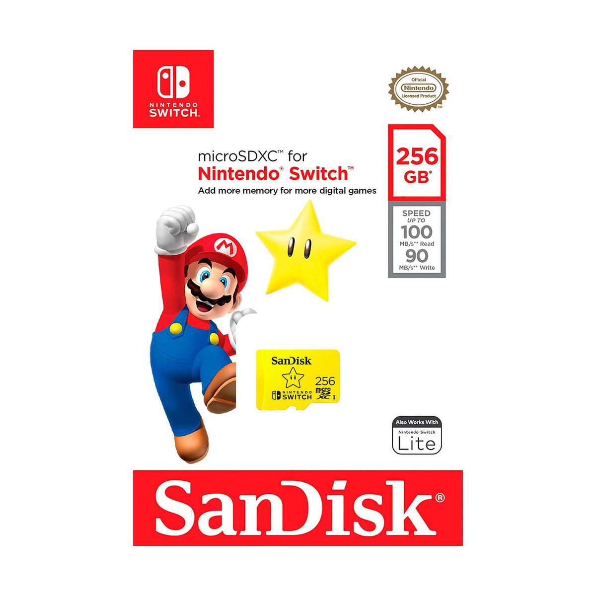 NINTENDO - Memoria Micro SDXC de 256 GB 100MB x 90 Escritura para Nintendo Switch