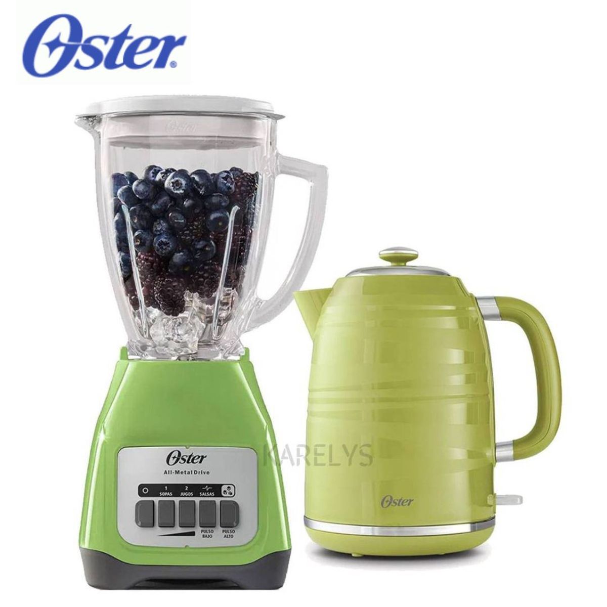 OSTER - COMBO Oster Licuadora BLSTKAGKPB Hervidor Eléctrico BVSTKT4177K Verde