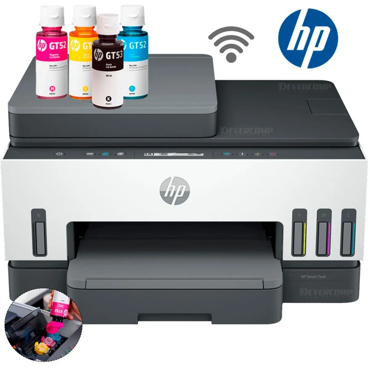 HP - Impresora HP Smart Tank 750 Multifuncional ADF Duplex Wifi