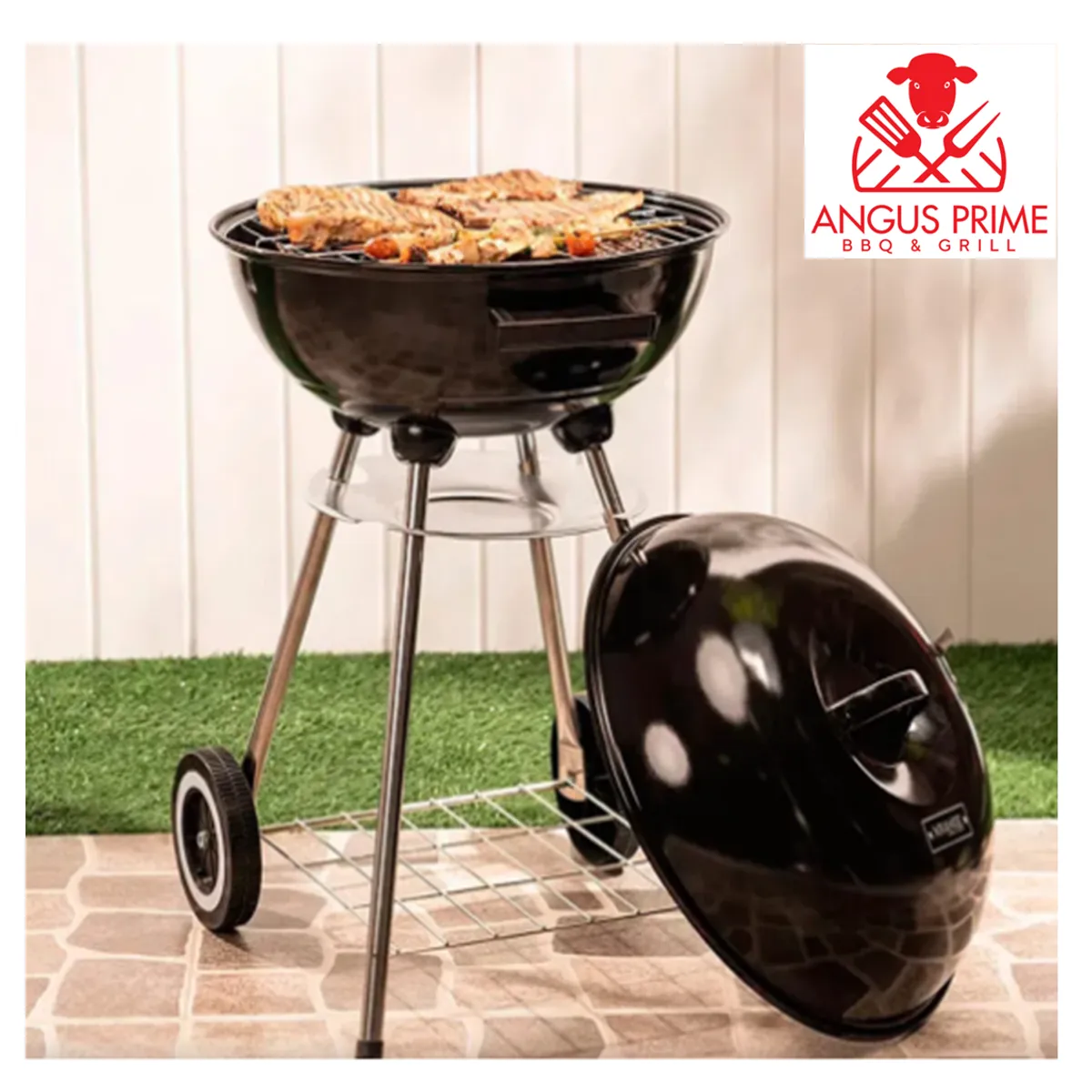 ANGUS PRIME BBQ & GRILL - Parrilla Redonda Kettle a Carbón +  Regalo Angus Prime BBQ & Grill