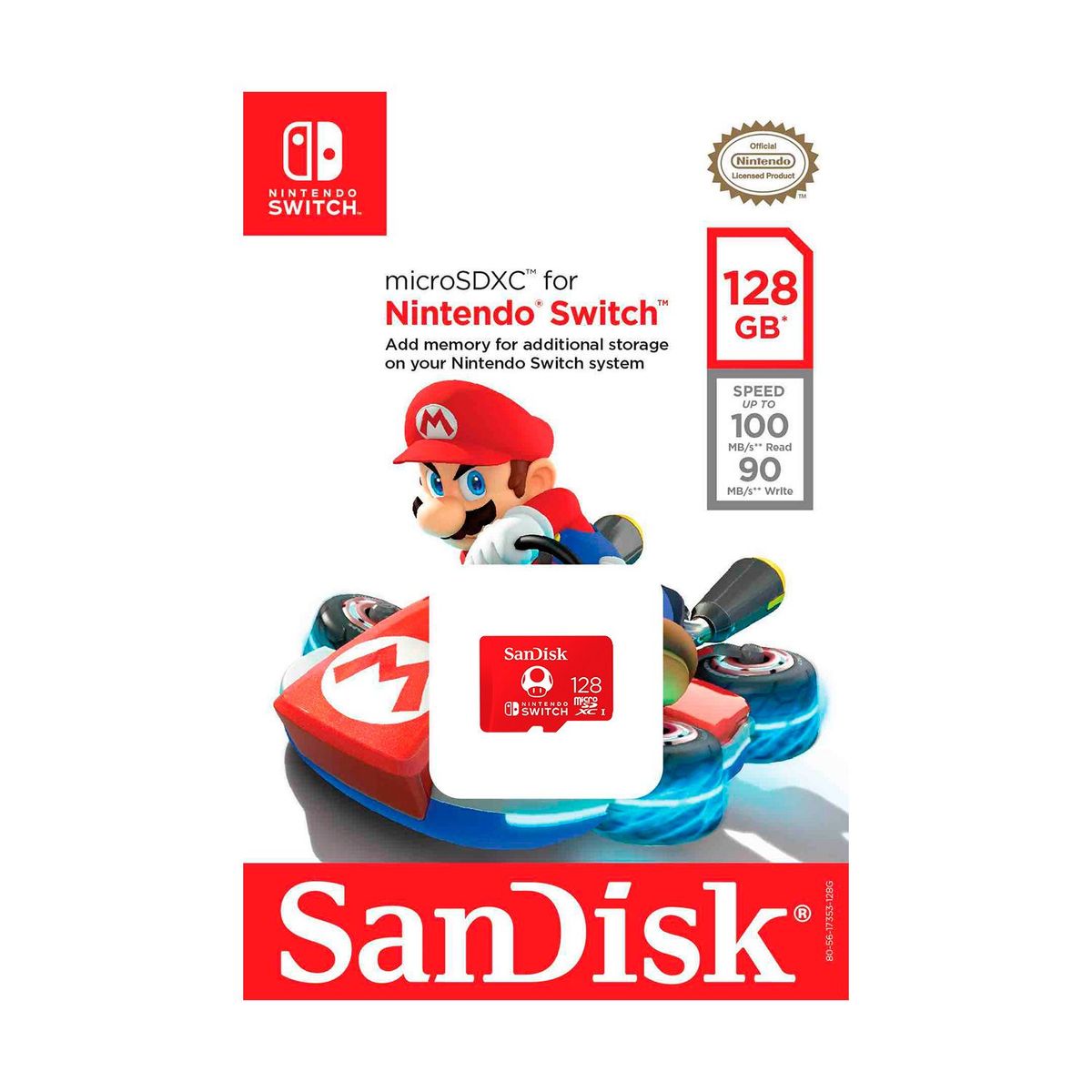 NINTENDO - Memoria Micro SDXC de128 GB 100 MB x 90 escritura para Nintendo Switch