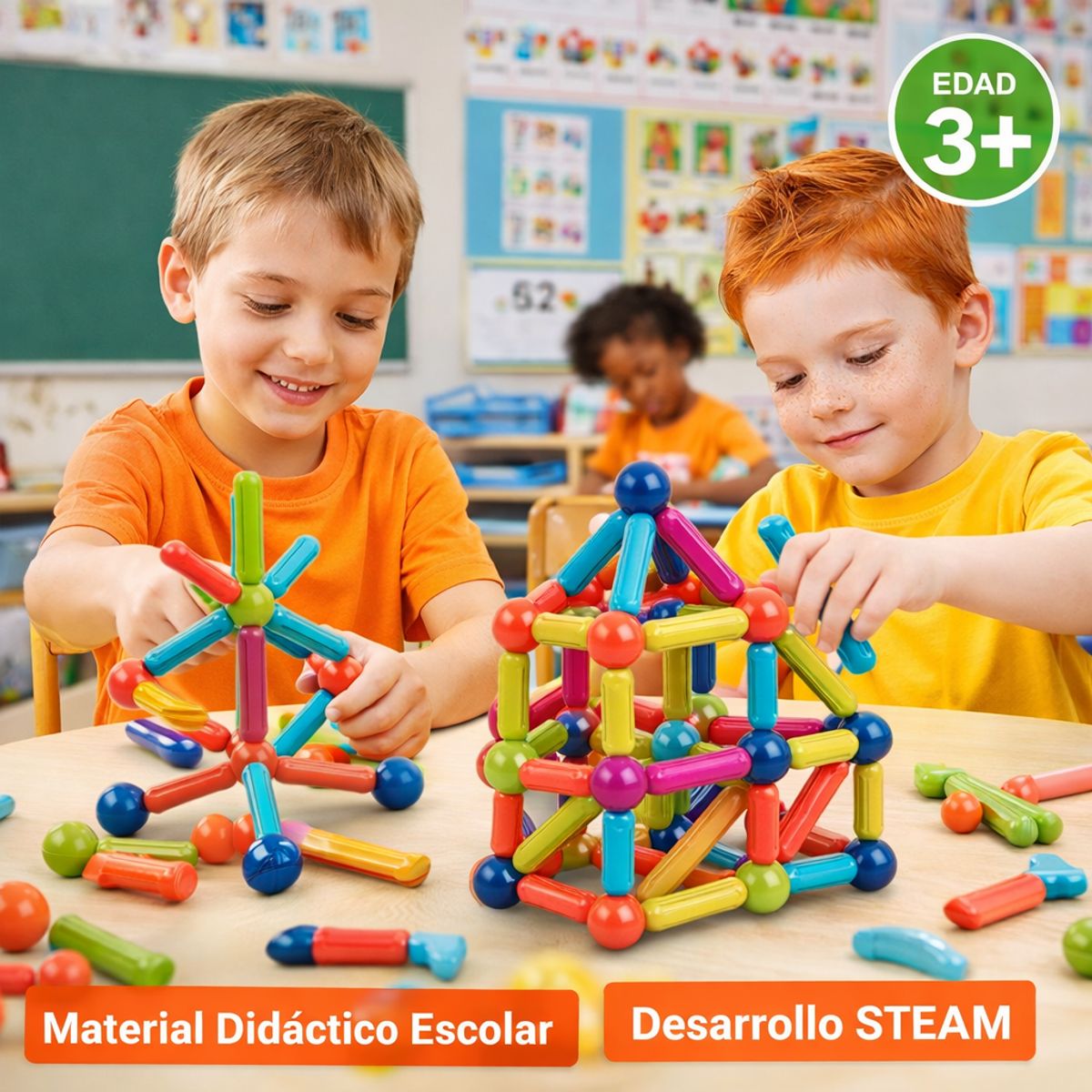 GENERICO - Juego de construcción magnético educativo 64 piezas material didáctico escolar Niños 3+