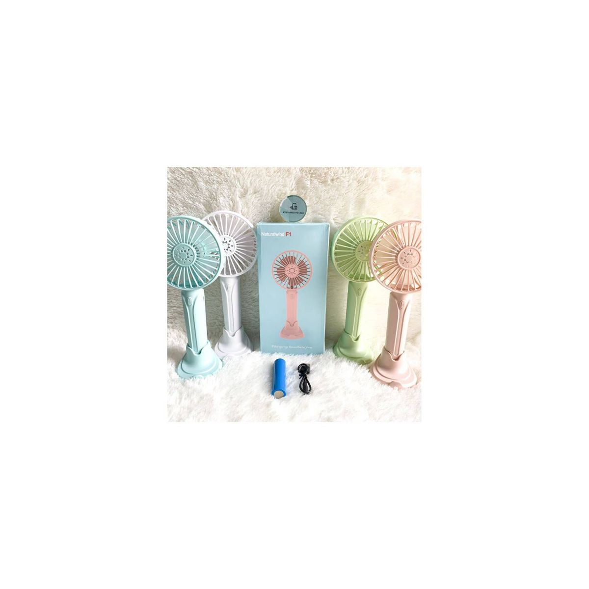 GENERICO - 1 Ventilador De Mano Recargable Soporte Base Celular