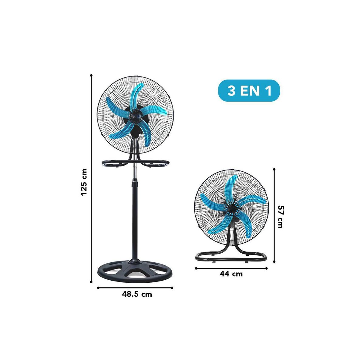 GENERICO - Ventilador 3 en 1 de Pie Pared Mesa 19"