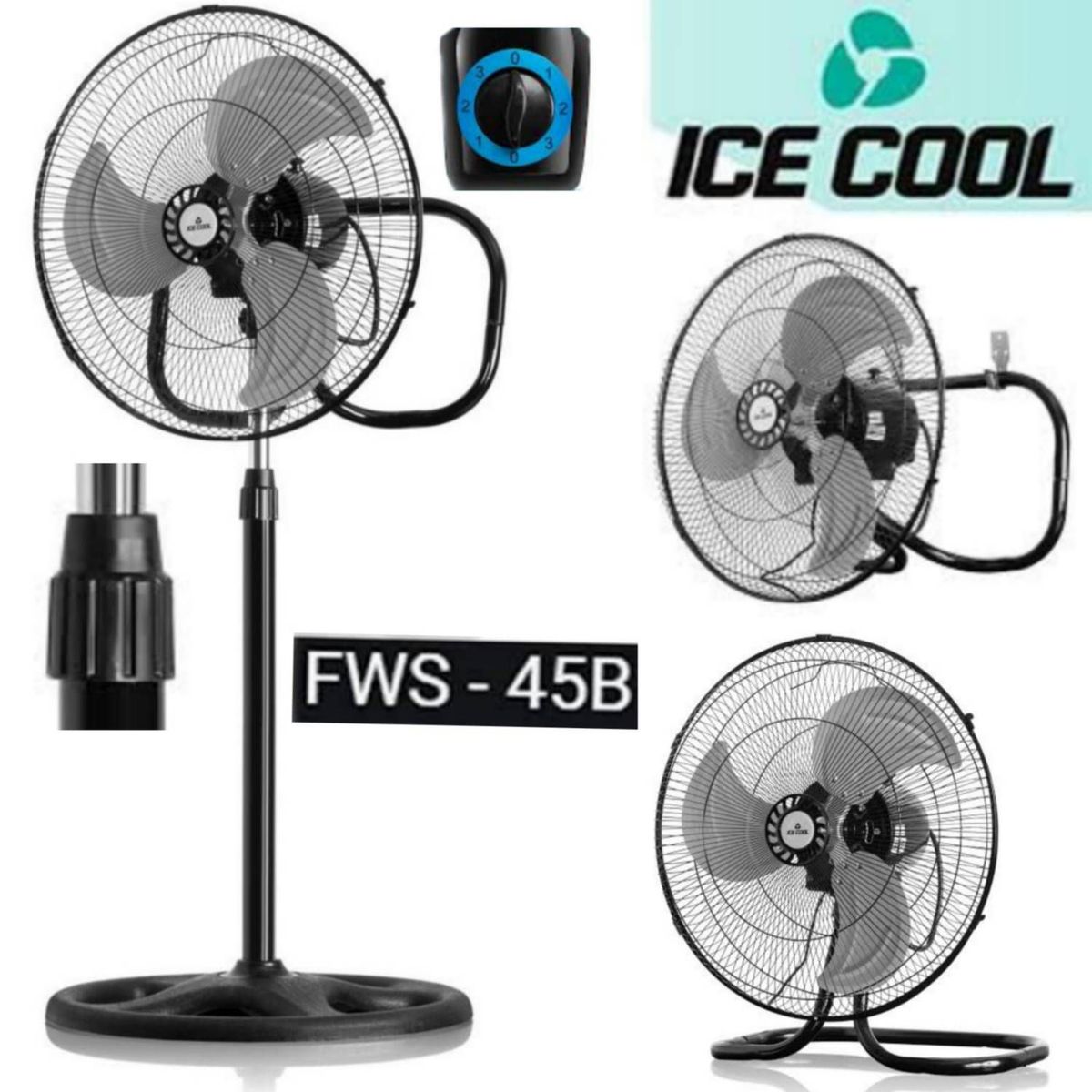 GENERICO - Ventilador  de 3 Aspas 3 EN 1 Pedestal