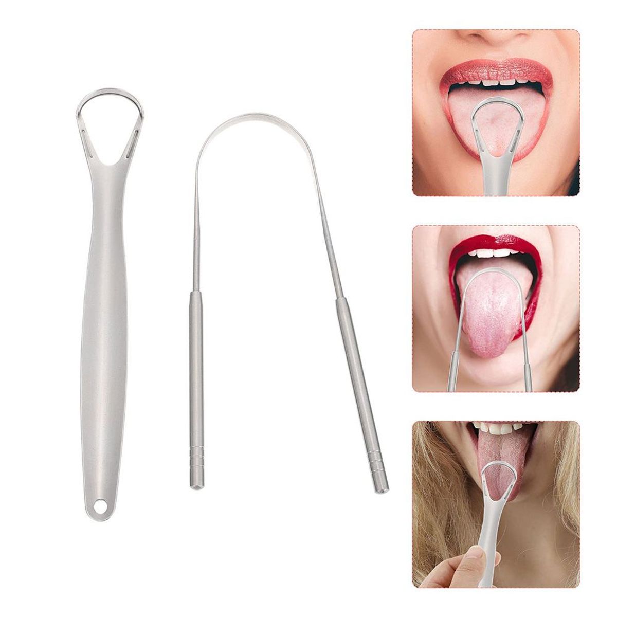 GENERICO - Pack De 2 Limpiadores De Lengua De Acero Inoxidable Plateado