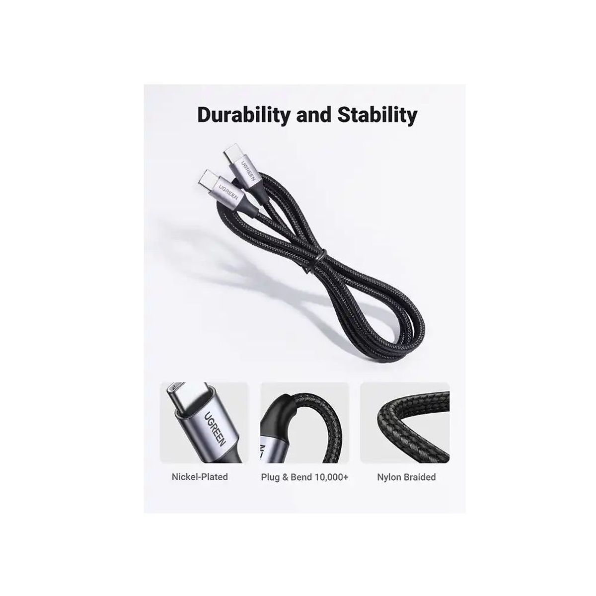 UGREEN - Cable UGREEN USB C 60W Carga Rápida 3A Transferencia 480Mbps