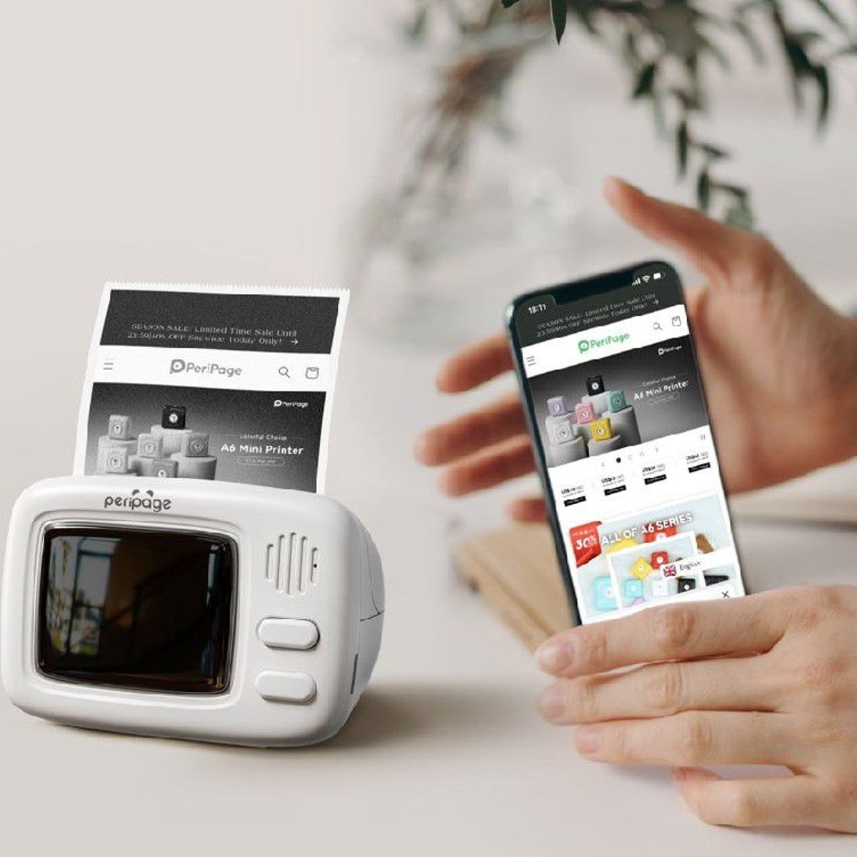 PERIPAGE - Mini impresora térmica bluetooth PERIPAGE A2 TV