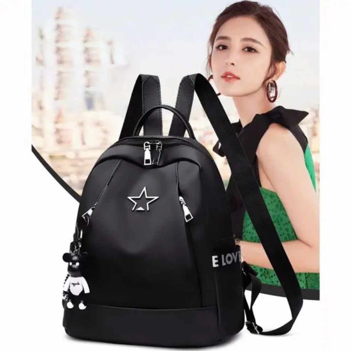 GENERICO - Mochila Mujer Dama Love Star con Llaveros  Bolsillo Antirrobo LS02