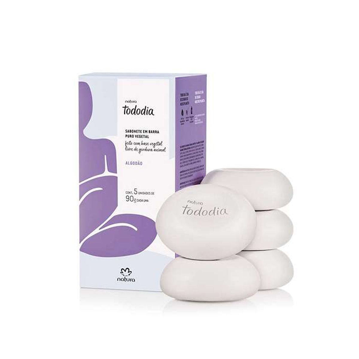 NATURA - Tododia Algodon Jabones en barra 5 unidades de 90 g c/u