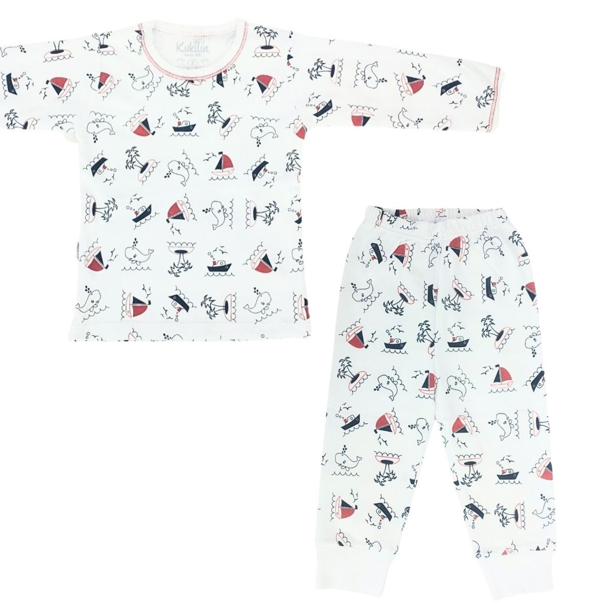 GENERICO - Pijama Bebé Niño - Algodon - Ballena y la Isla