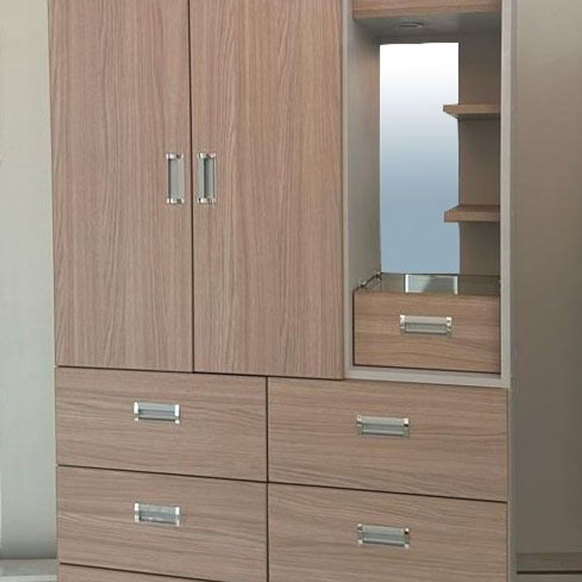 GENERICO - Ropero  Rop102-Pt02Arena 2 Puertas 6 Cajones Espejo