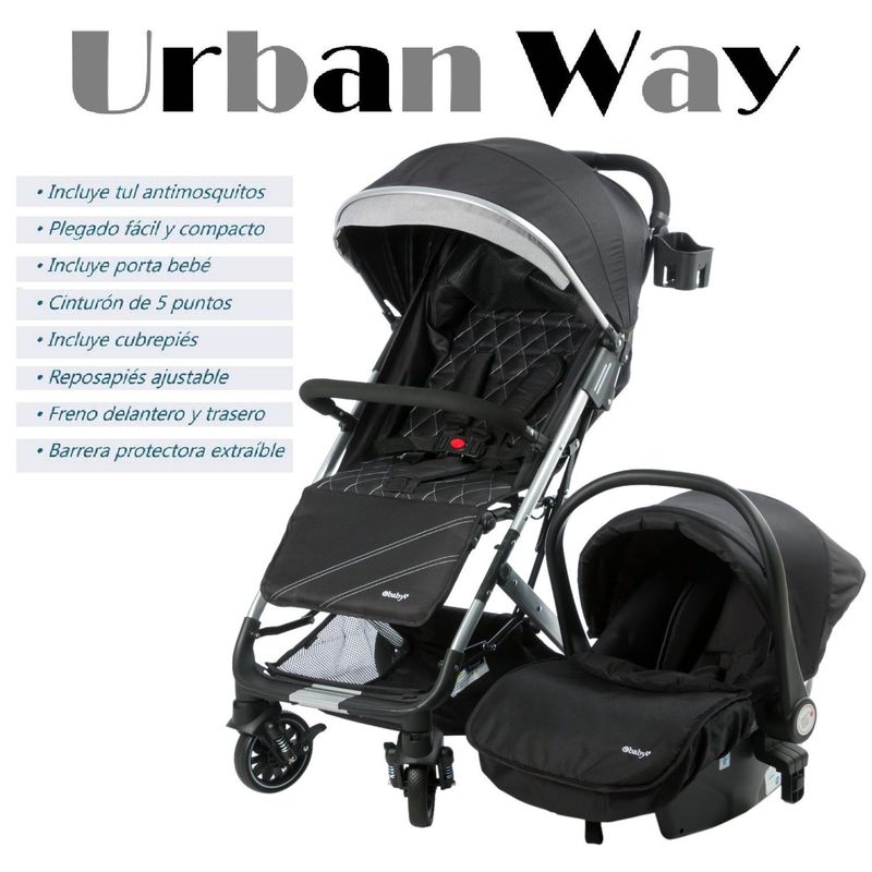 EBABY - Coche Moises Con Portabebe Asiento Intercambiable Urban Way