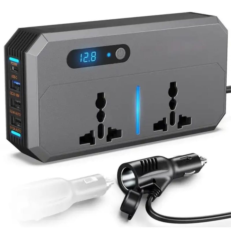 GENERICO - Inversor de Corriente de 200W Pantalla LCD  Auto y Camioneta