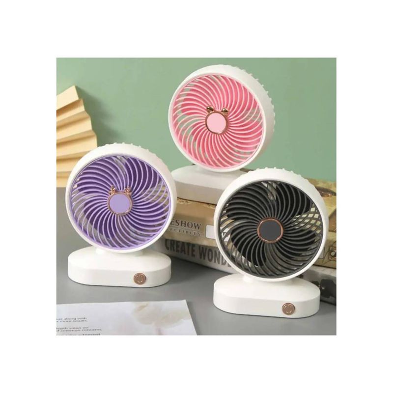 GENERICO - Mini Ventilador de Escritorio 2 Niveles Inalámbrico Blanco y Lila