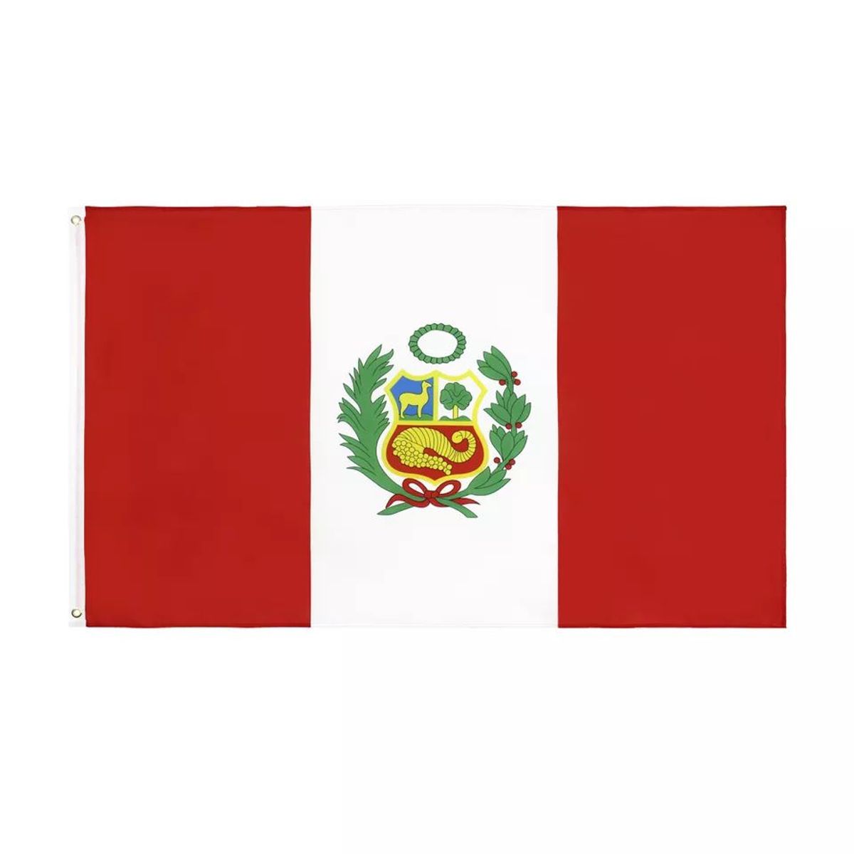 GENERICO - Bandera Del Perú 60 Cm X 90 cm Con Escudo material razo