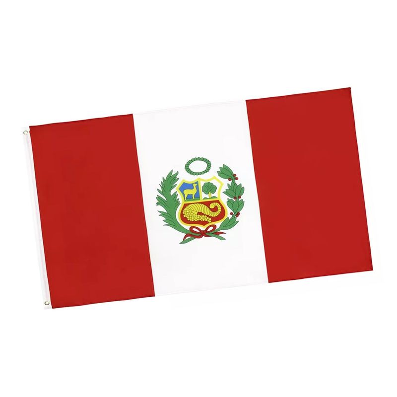 GENERICO - Bandera Del Perú 90 Cm X 150 cm Con Escudo A1
