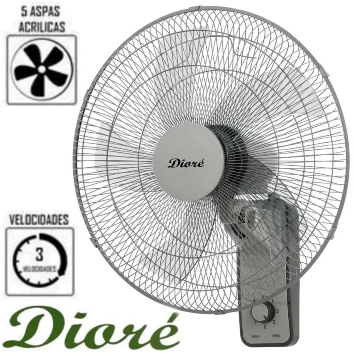 GENERICO - 1  VENTILADORES DE PARED DIORE 5 ASPAS 50 WATTS
