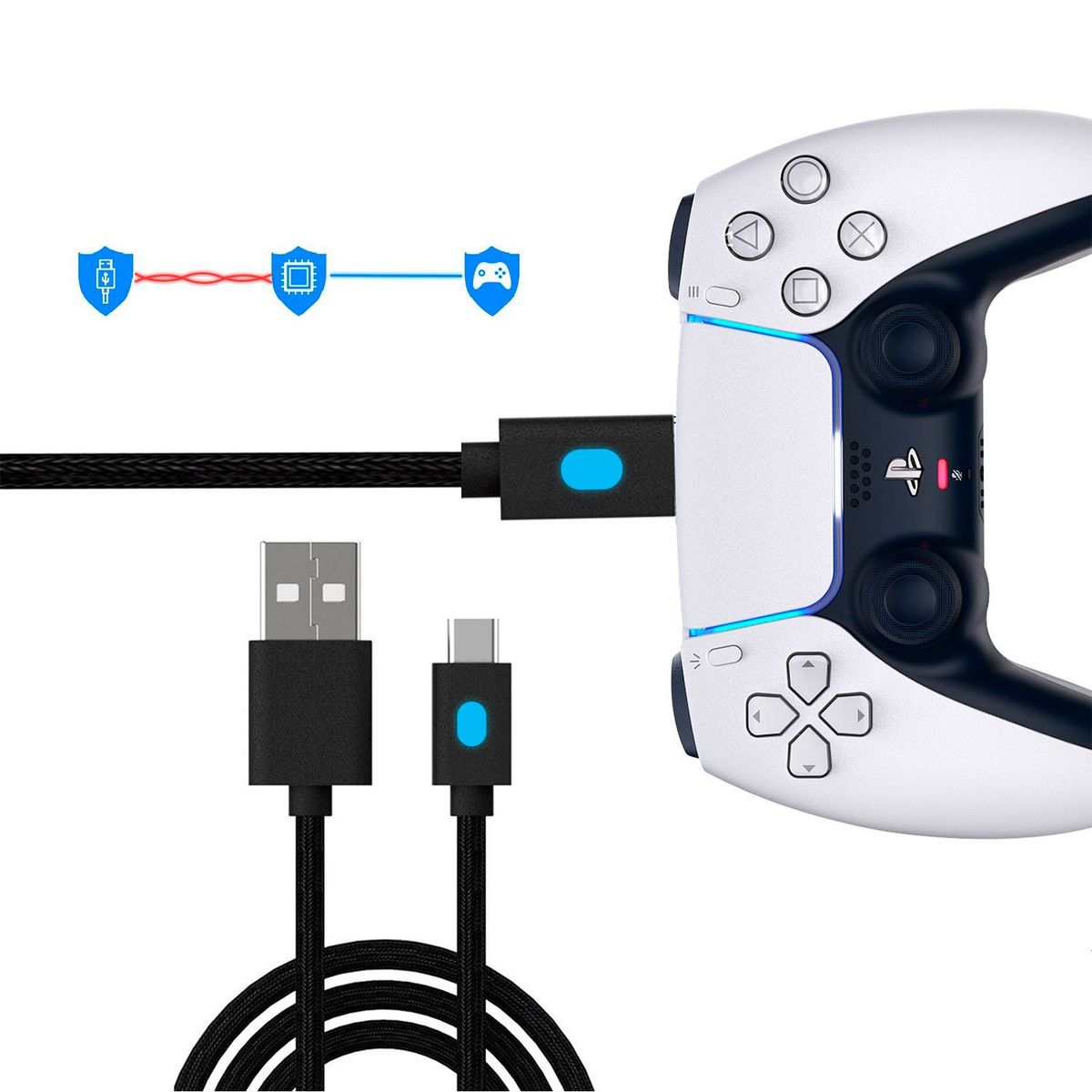 DOBE - Cable De Carga dobe Para Mando Dualsense 5 Playstation 5 Negro