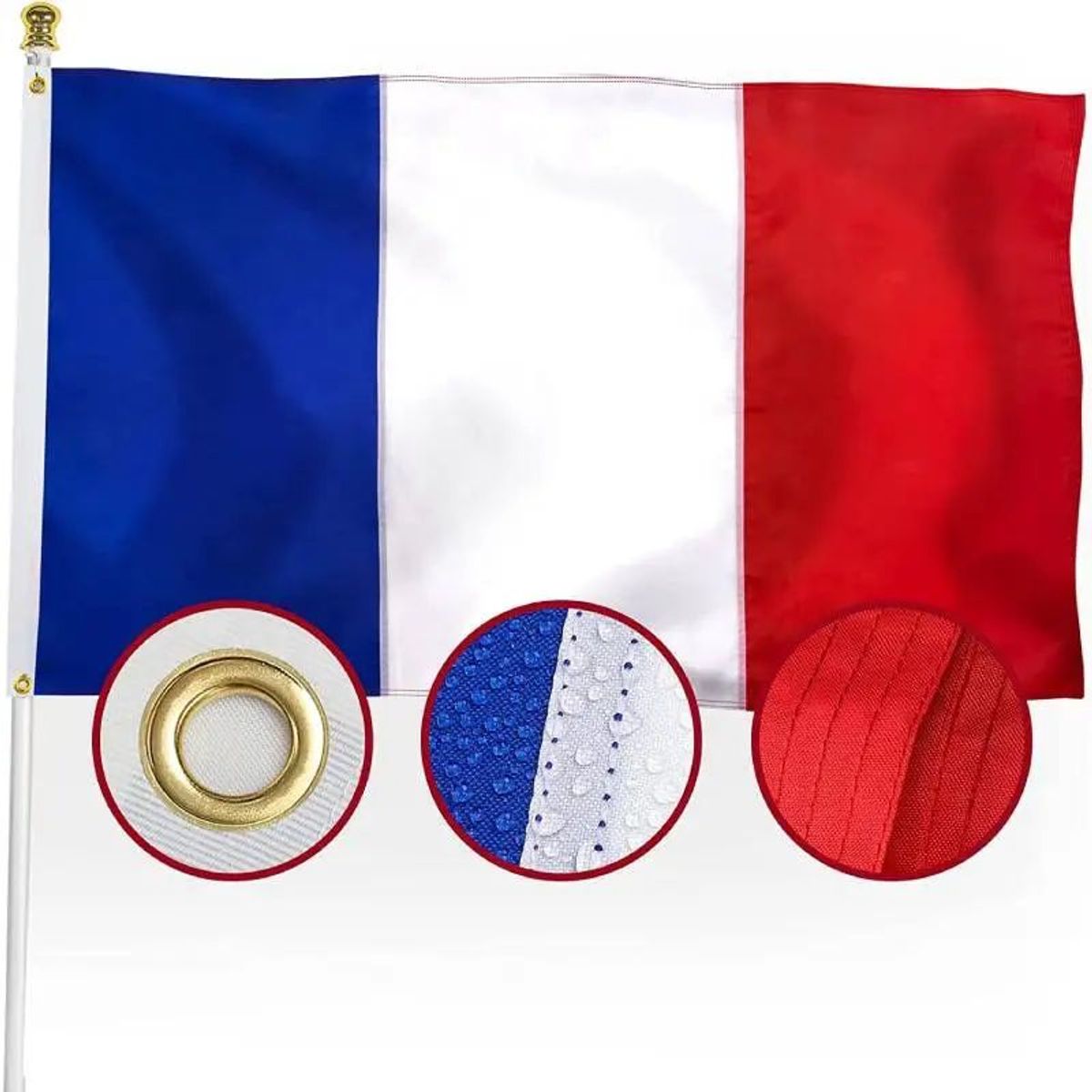 GENERICO - Bandera de Francia 90 Cm X 150 cm calidad A1