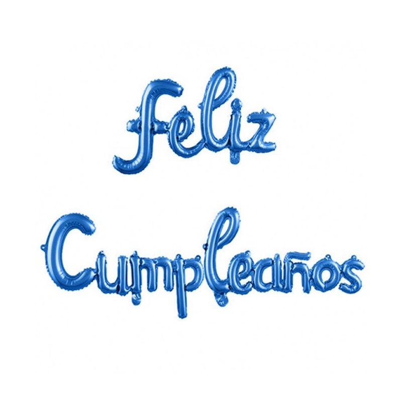 GENERICO - Globo de Letras Feliz Cumpleaños Azul 2 Piezas