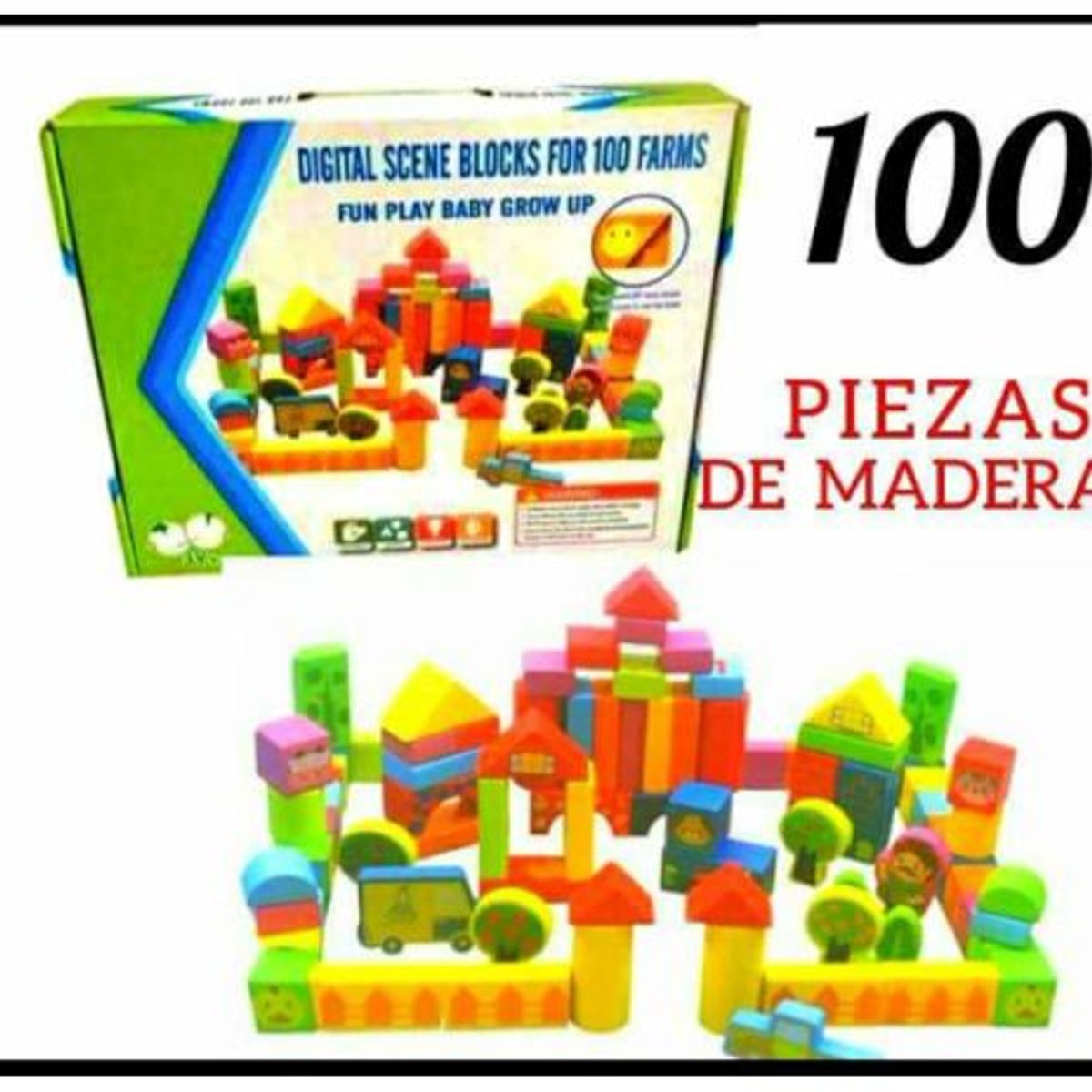 GENERICO - Bloques de Construcción de madera de 100 pcs
