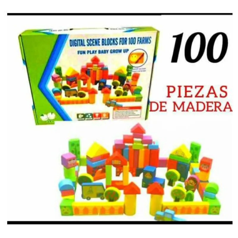 GENERICO - Bloques de Construcción de madera de 100 pcs