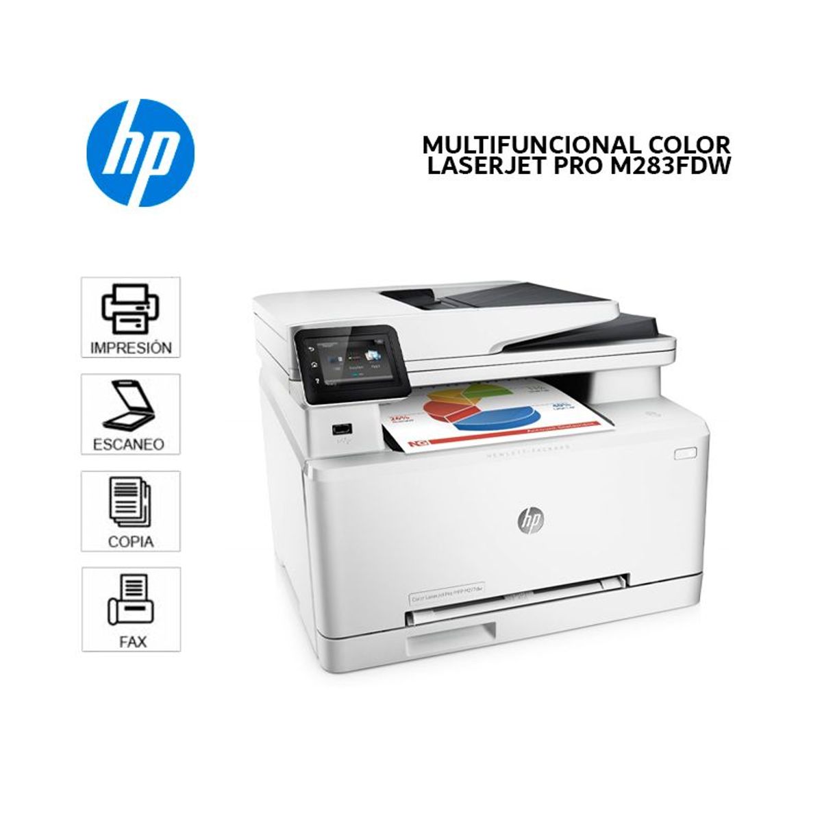 HP - Impresora HP Color Laserjet Pro MFP M283fdw Multifuncional 7KW75A