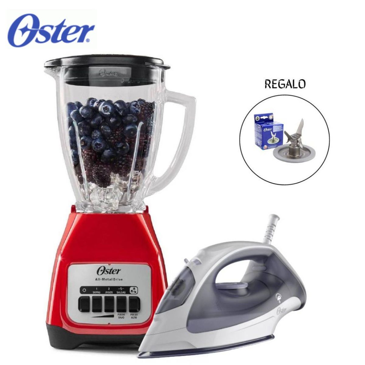 OSTER - COMBO OSTER Licuadora 2 Vel + Plancha A Vapor + Cuchilla de regalo
