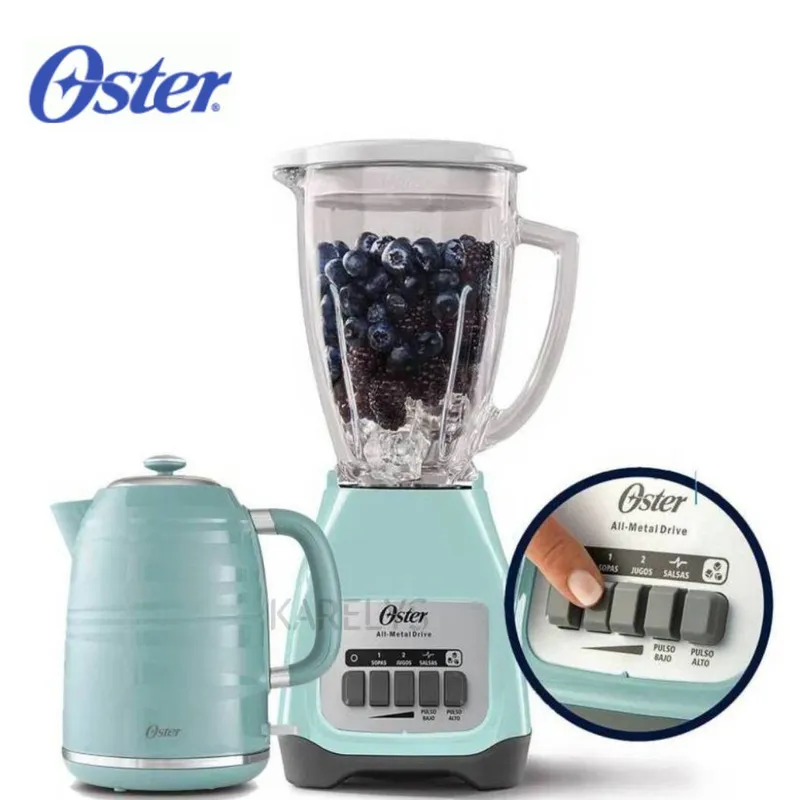 OSTER - COMBO Oster Licuadora 2 Vel Hervidor Eléctrico BVSTKT4177V Turquesa