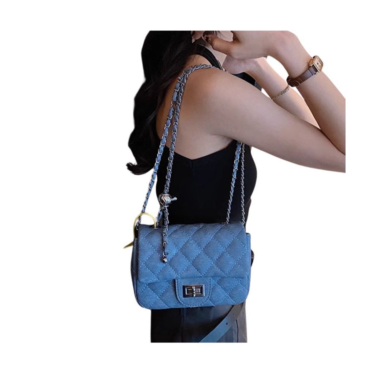 GENERICO - Bolso De Mano Cruzado Denim Blue Para Dama