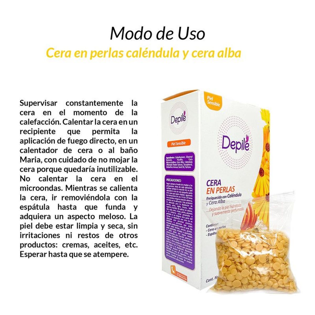 GENERICO - 2 Cera en perlas caléndula y cera alba 200g - Depile