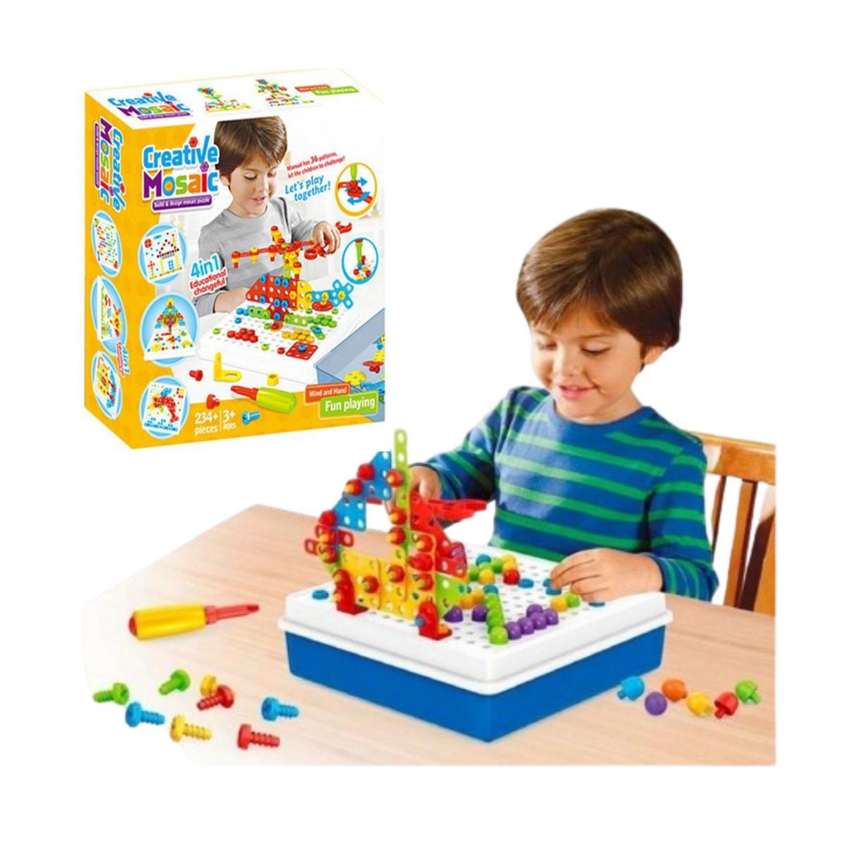 IMPORTADO MC - Puzzle Mosaico Creativo 4 en 1 Didactico 234 pcs para Niños
