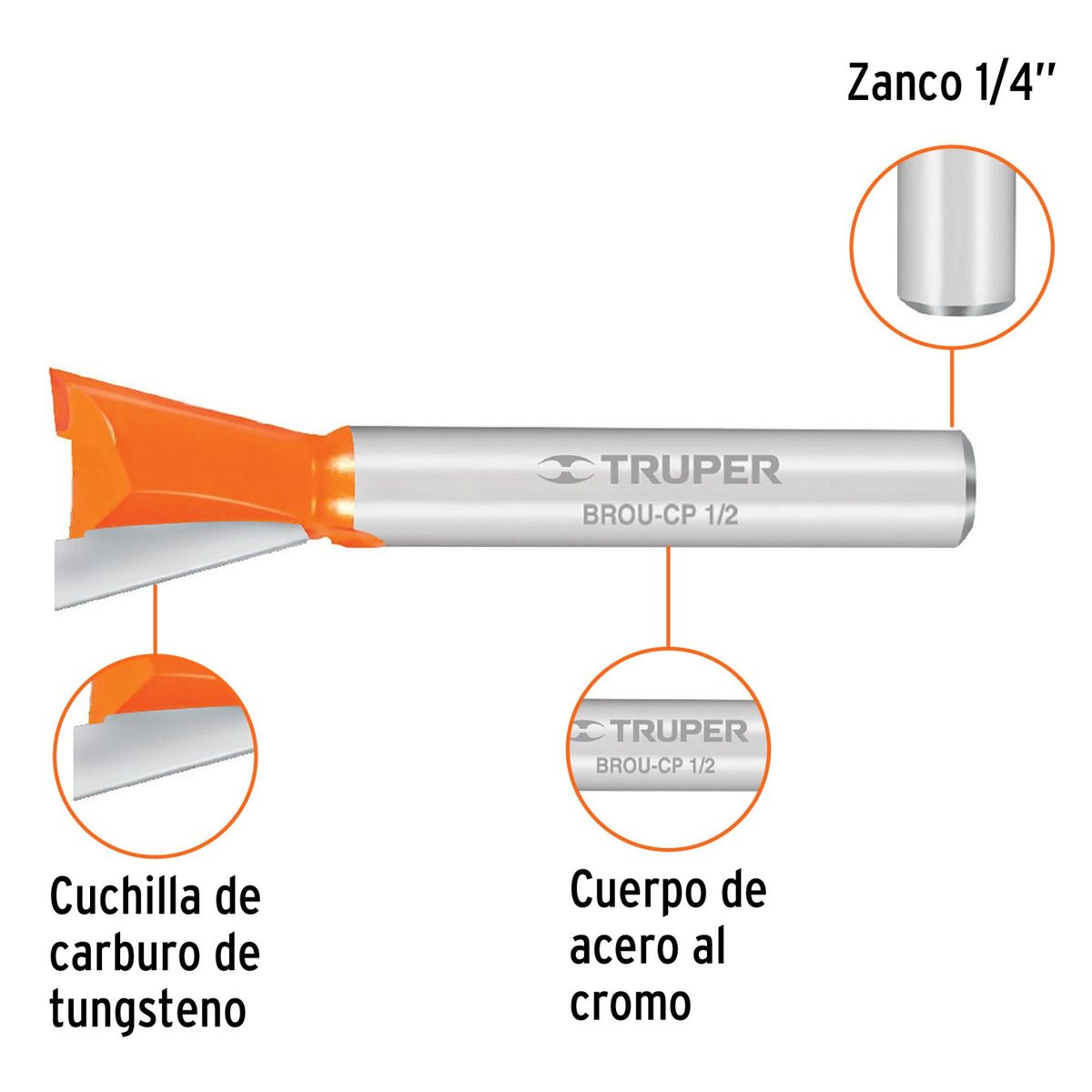 TRUPER - Broca fresa para ruteadora fresadora cola de pato 12 Truper