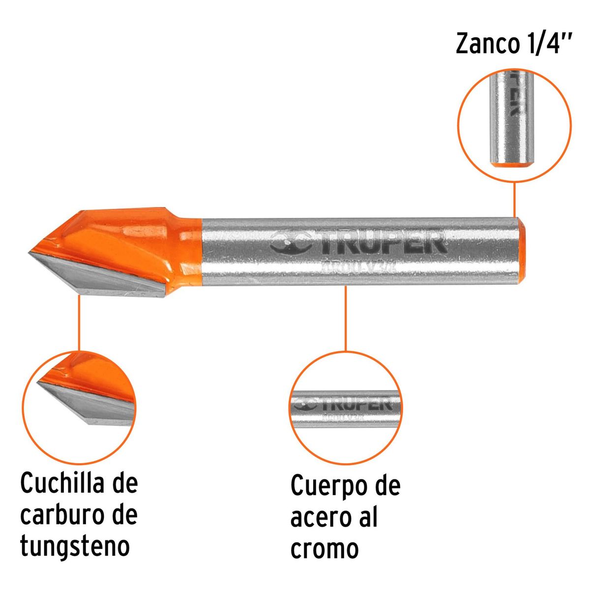 TRUPER - Broca fresa para ruteadora fresadora cola de pato 38 Truper