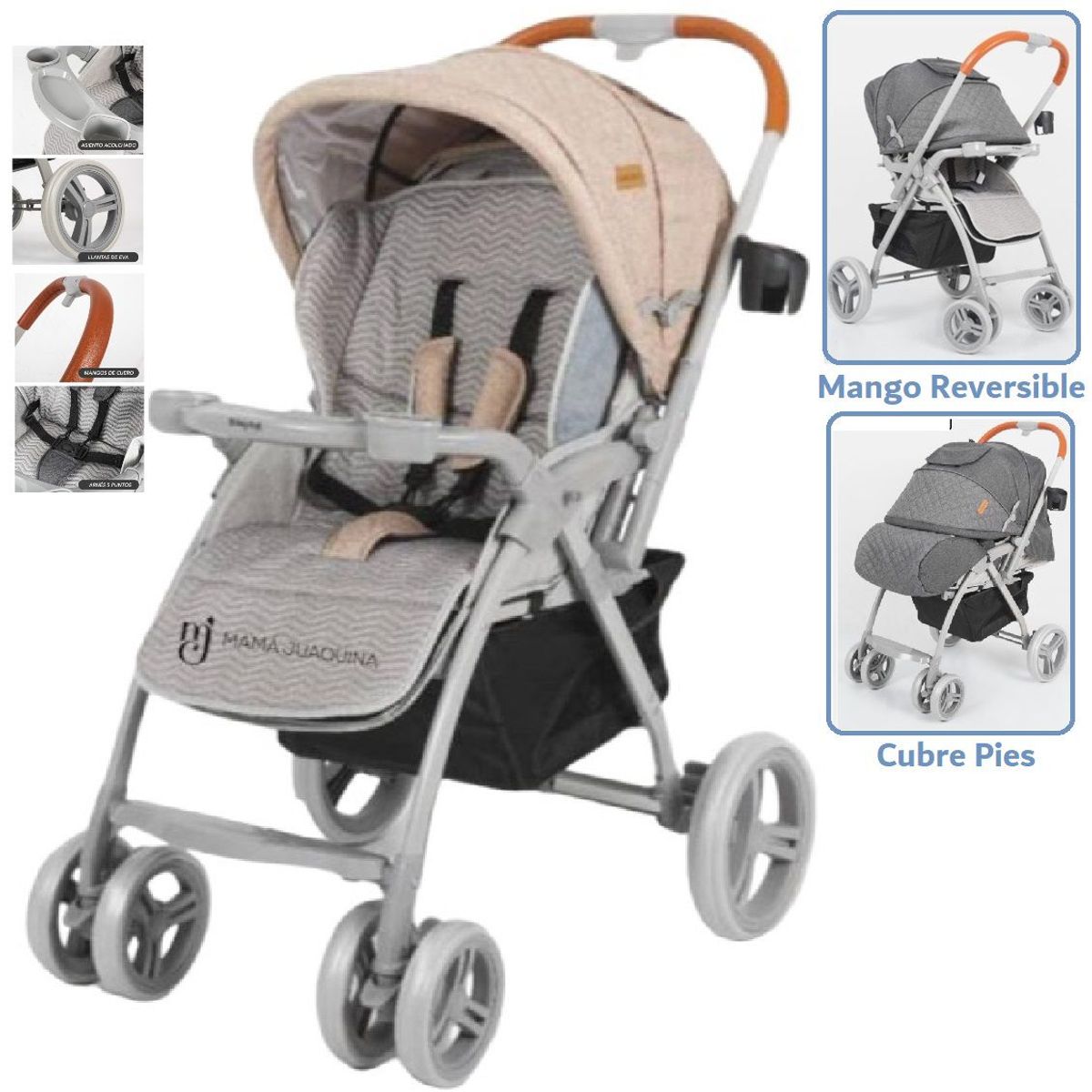 BABY HAPPY - Coche Cuna Reversible Barcelona beige