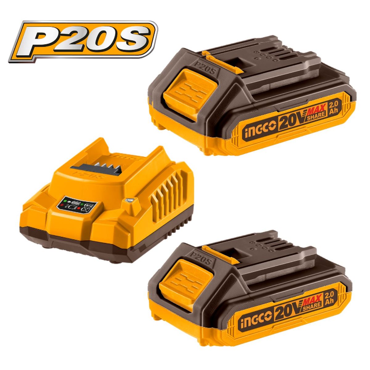 INGCO TOOLS - Set de 2 baterias 20v 2ah incluye cargador ingco