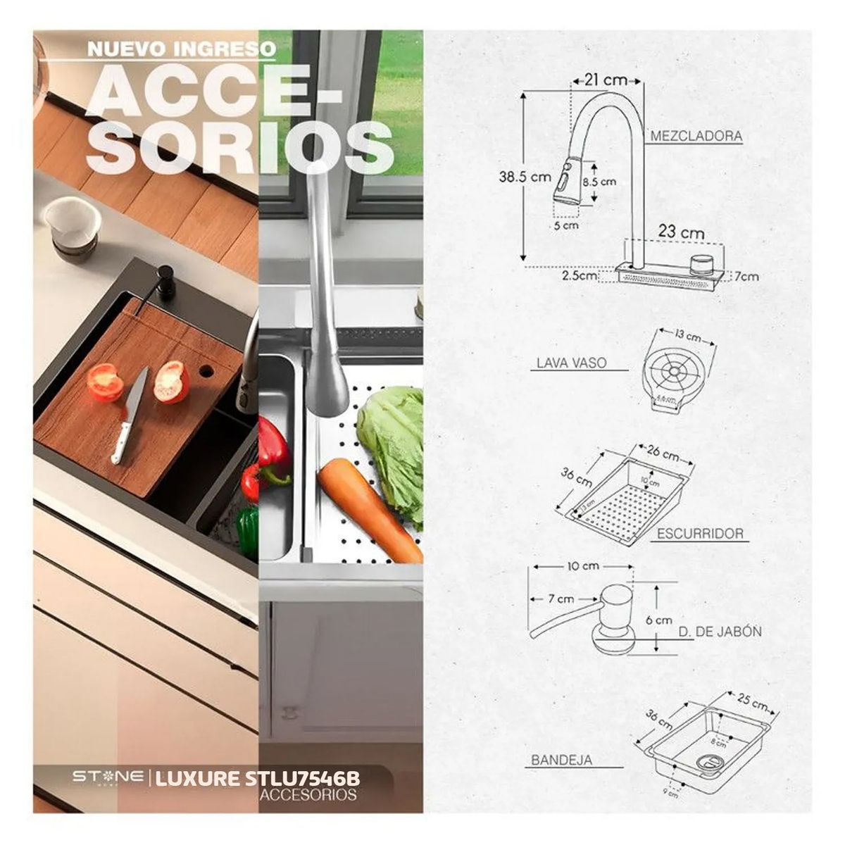 STONE - LAVADERO MULTIFUNCIONAL LUXURE NANOBLACK STPR7546B  STONE