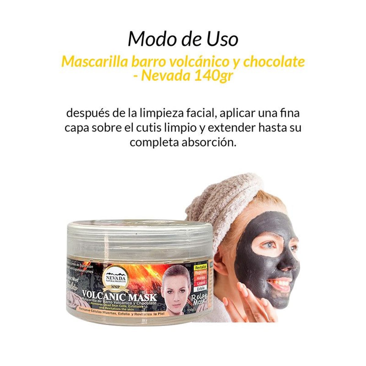 NEVADA NATURAL PRODUCTS - Mascarilla barro volcánico y chocolate 140g - Nevada