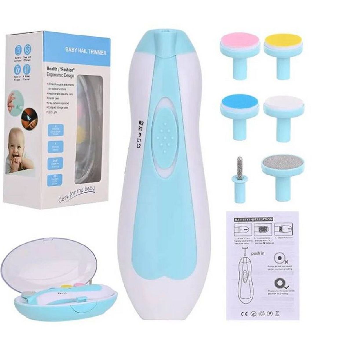 GENERICO - Corta Uñas Pulidor Electrico Bebe Manicure Pedicure Verde