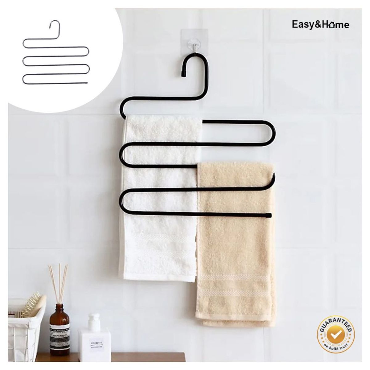 EASY&HOME - Colgadores Percheros de Metal Pantalones HYC280035 Negro