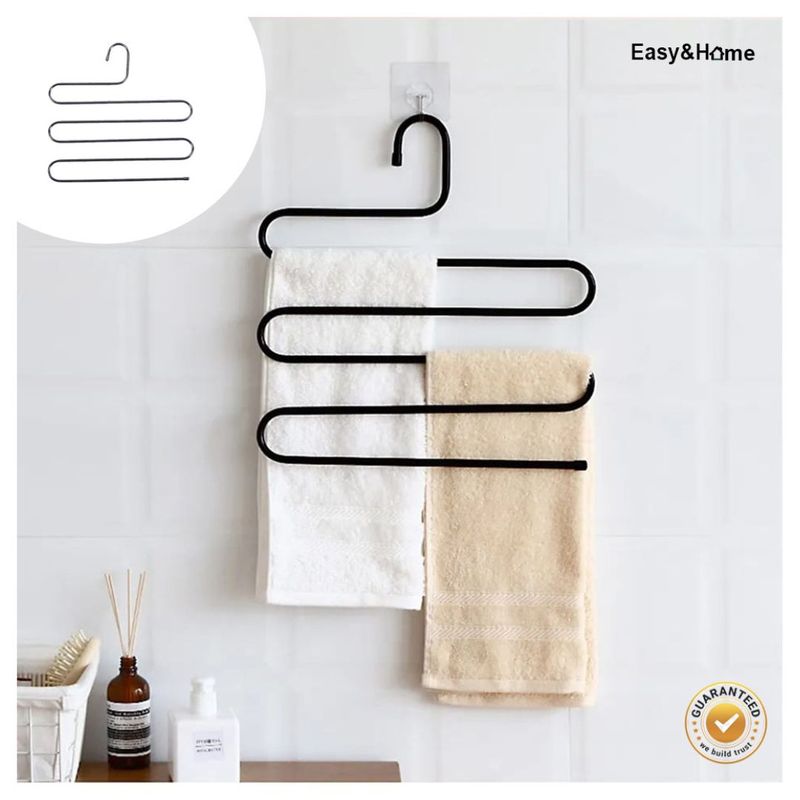 EASY&HOME - Colgadores Percheros de Metal Pantalones HYC280035 Negro