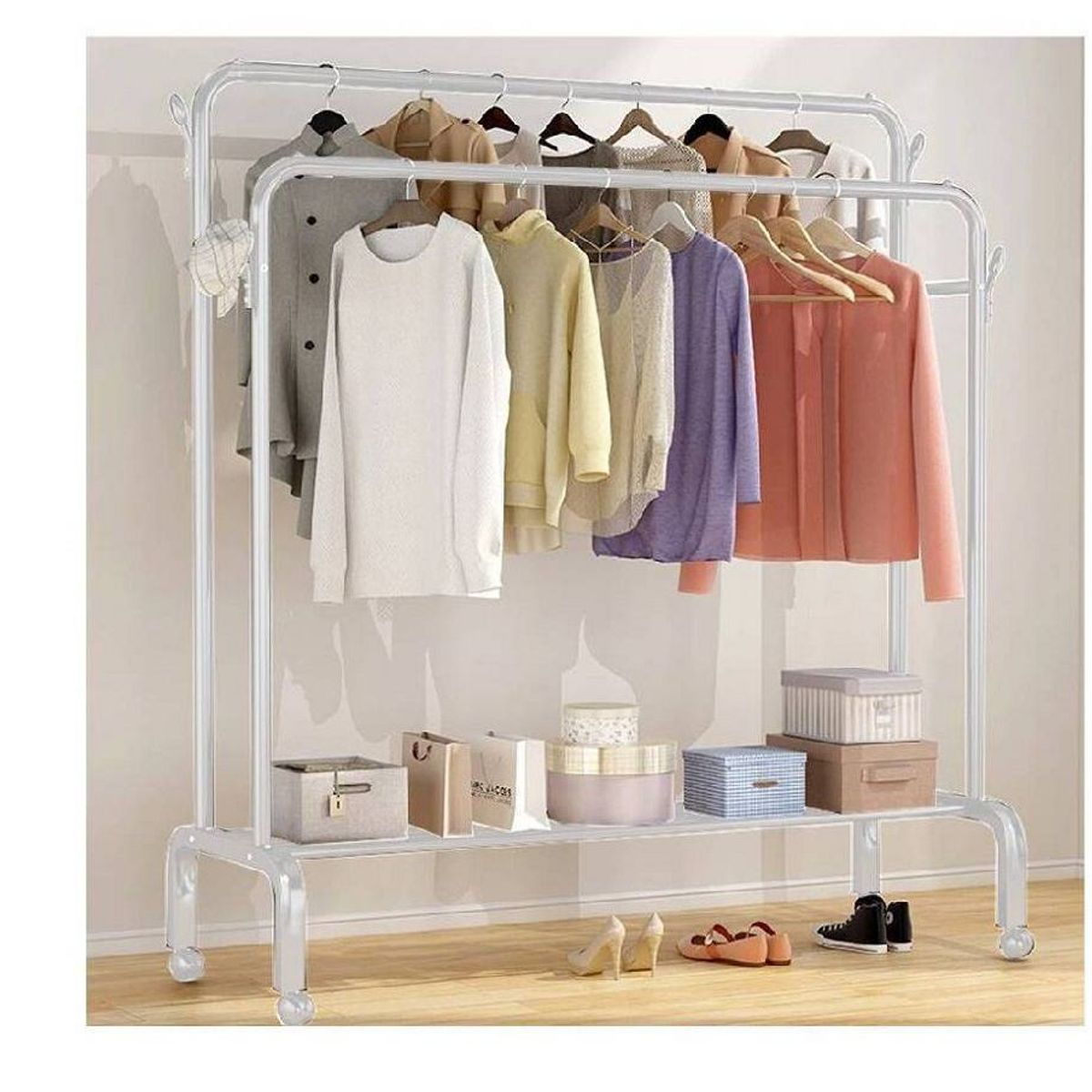 GENERICO - Estante Organizador Ropa Perchero Con Ruedas