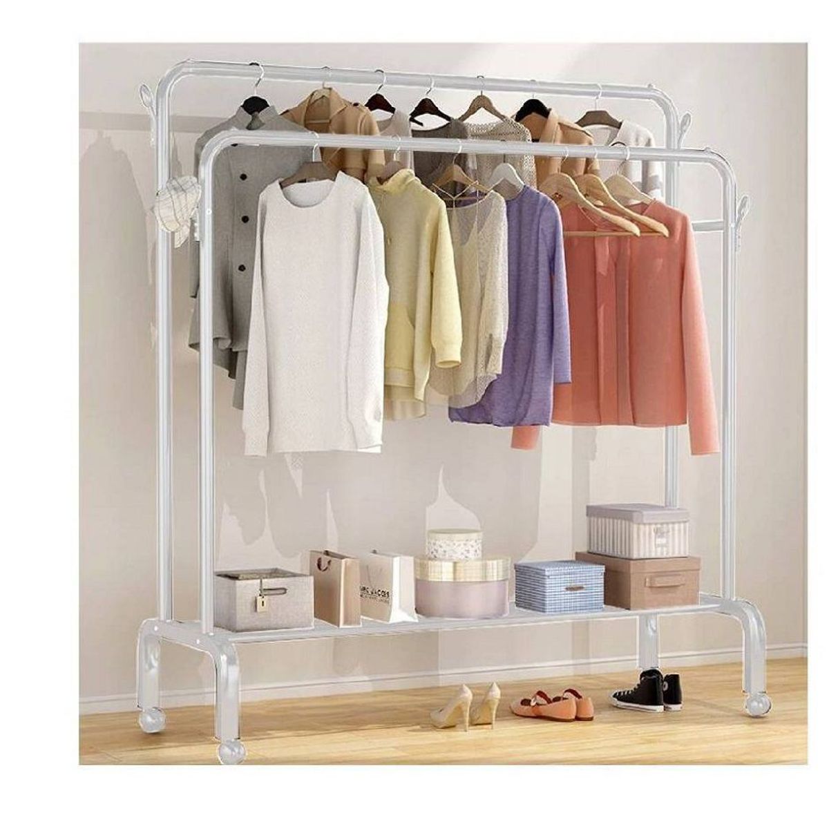 GENERICO - Estante Organizador Ropa Perchero Con Ruedas