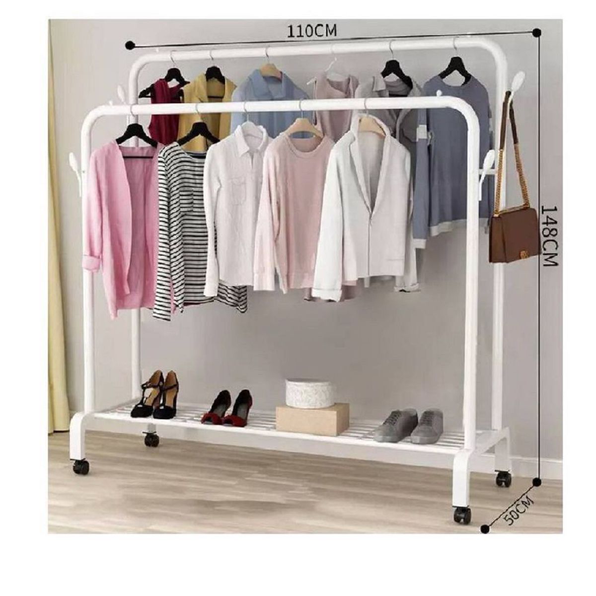 GENERICO - Estante Organizador Ropa Perchero Con Ruedas